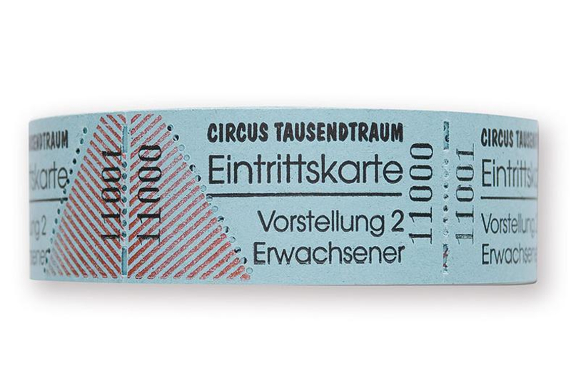 2000 Eintrittskarten auf Rolle in weiß nummeriert mit Abriss Einlasskarte Ticket 